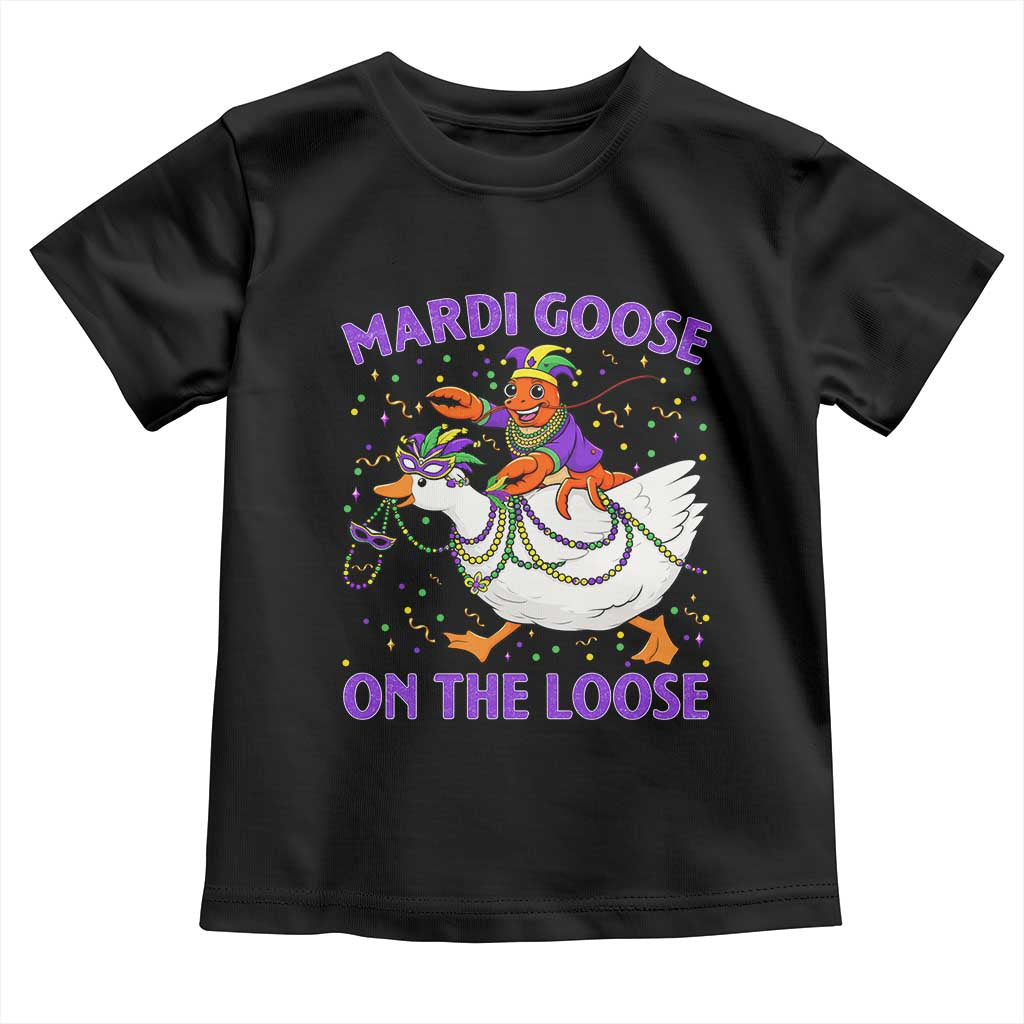 Funny Mardi Gras Toddler T Shirt Goose Crawfish Carnival Trendy Meme TS14 Black Print Your Wear