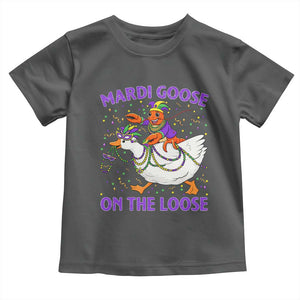 Funny Mardi Gras Toddler T Shirt Goose Crawfish Carnival Trendy Meme TS14 Dark Heather Print Your Wear