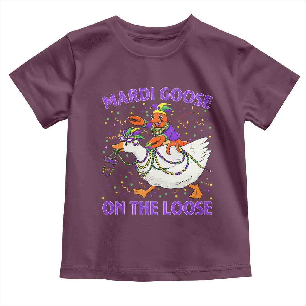 Funny Mardi Gras Toddler T Shirt Goose Crawfish Carnival Trendy Meme TS14 Maroon Print Your Wear