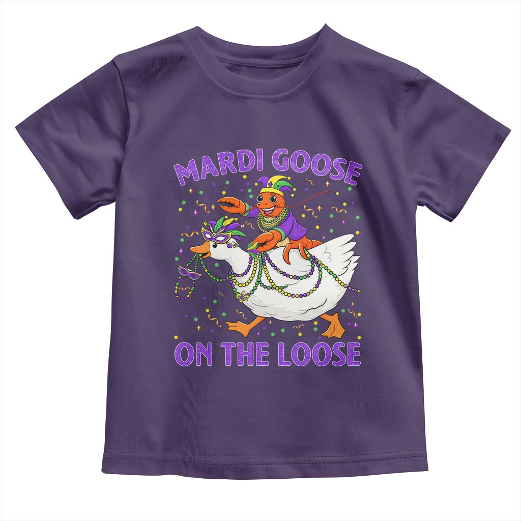 Funny Mardi Gras Toddler T Shirt Goose Crawfish Carnival Trendy Meme TS14 Purple Print Your Wear