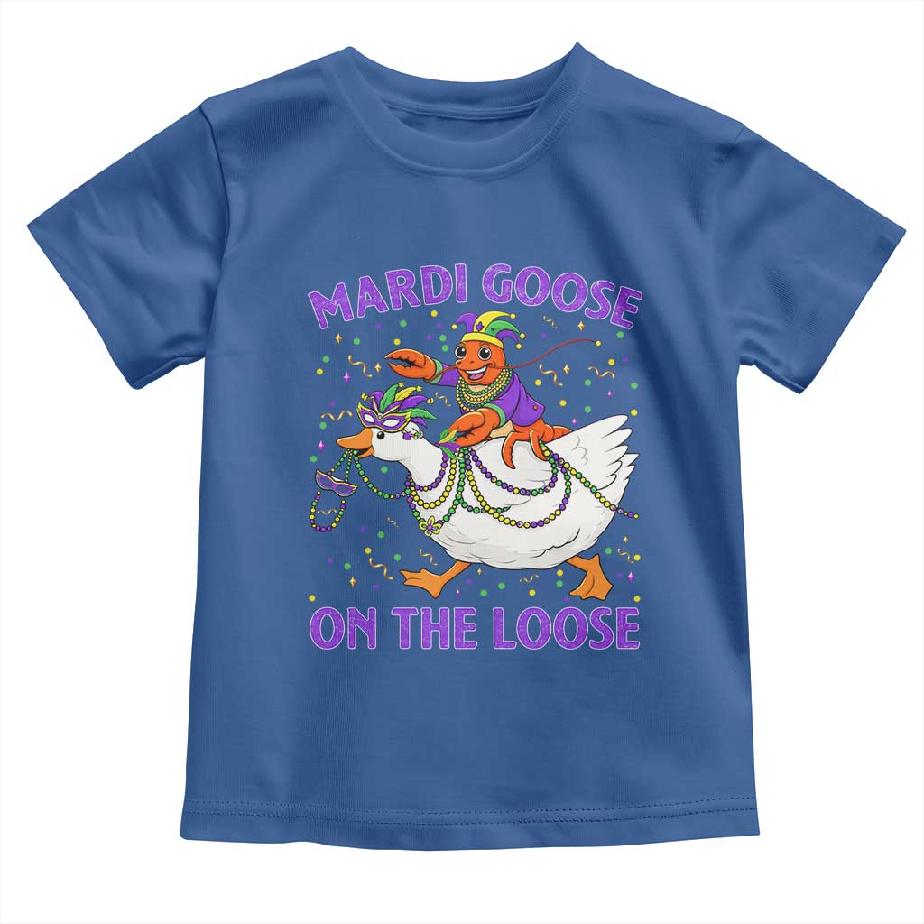 Funny Mardi Gras Toddler T Shirt Goose Crawfish Carnival Trendy Meme TS14 Royal Blue Print Your Wear