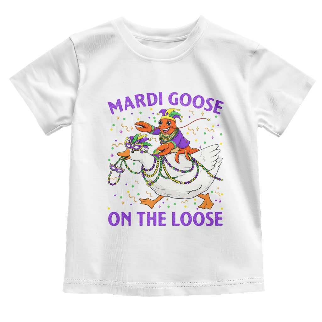 Funny Mardi Gras Toddler T Shirt Goose Crawfish Carnival Trendy Meme TS14 White Print Your Wear