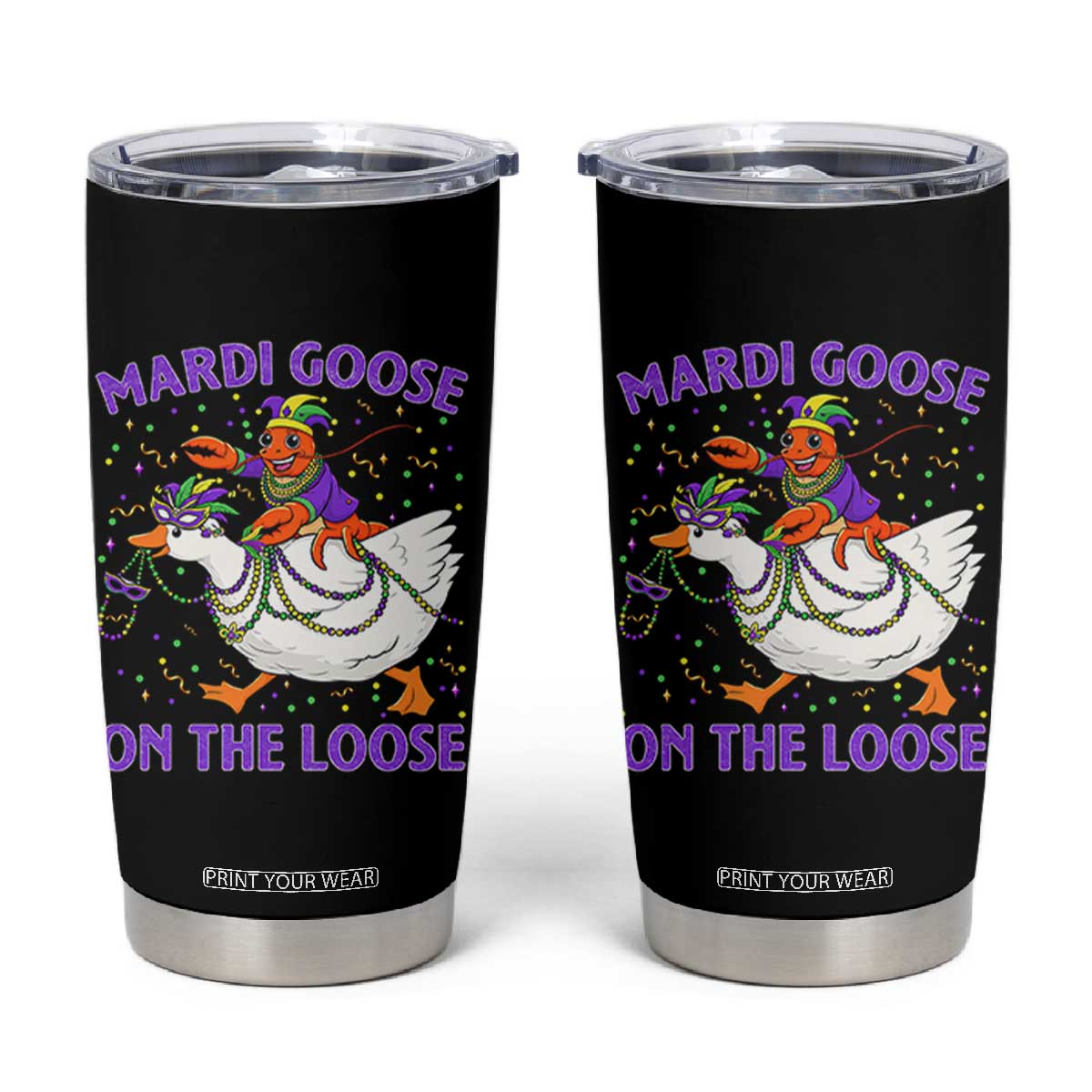 Funny Mardi Gras Tumbler Cup Goose Crawfish Carnival Trendy Meme TS14 Black Print Your Wear