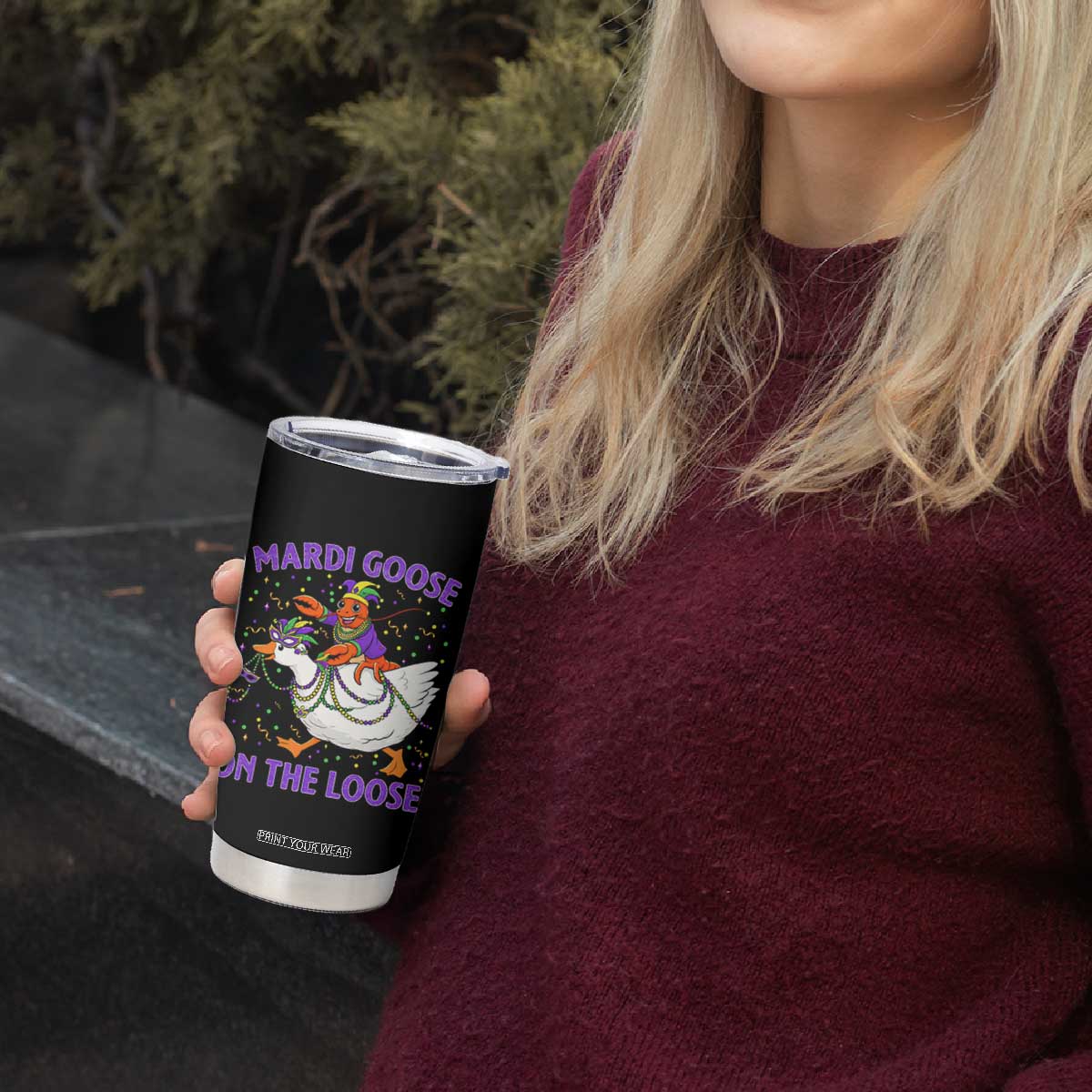 Funny Mardi Gras Tumbler Cup Goose Crawfish Carnival Trendy Meme TS14 Print Your Wear