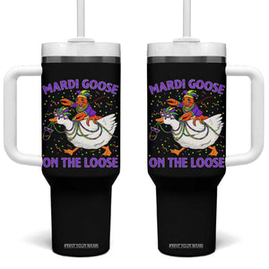 Funny Mardi Gras Tumbler With Handle Goose Crawfish Carnival Trendy Meme TS14 One Size: 40 oz Black Print Your Wear