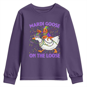 Funny Mardi Gras Youth Sweatshirt Goose Crawfish Carnival Trendy Meme TS14 Purple Print Your Wear