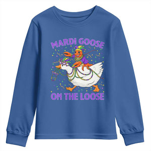 Funny Mardi Gras Youth Sweatshirt Goose Crawfish Carnival Trendy Meme TS14 Royal Blue Print Your Wear