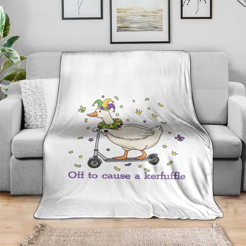 Mardi Gras Silly Goose Throw Blanket Off To Cause A Kerfuffle TS14 Print Your Wear