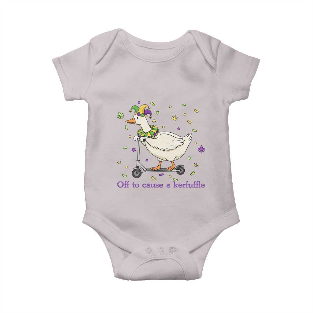 Mardi Gras Silly Goose Baby Onesie Off To Cause A Kerfuffle TS14 Ice Gray Print Your Wear