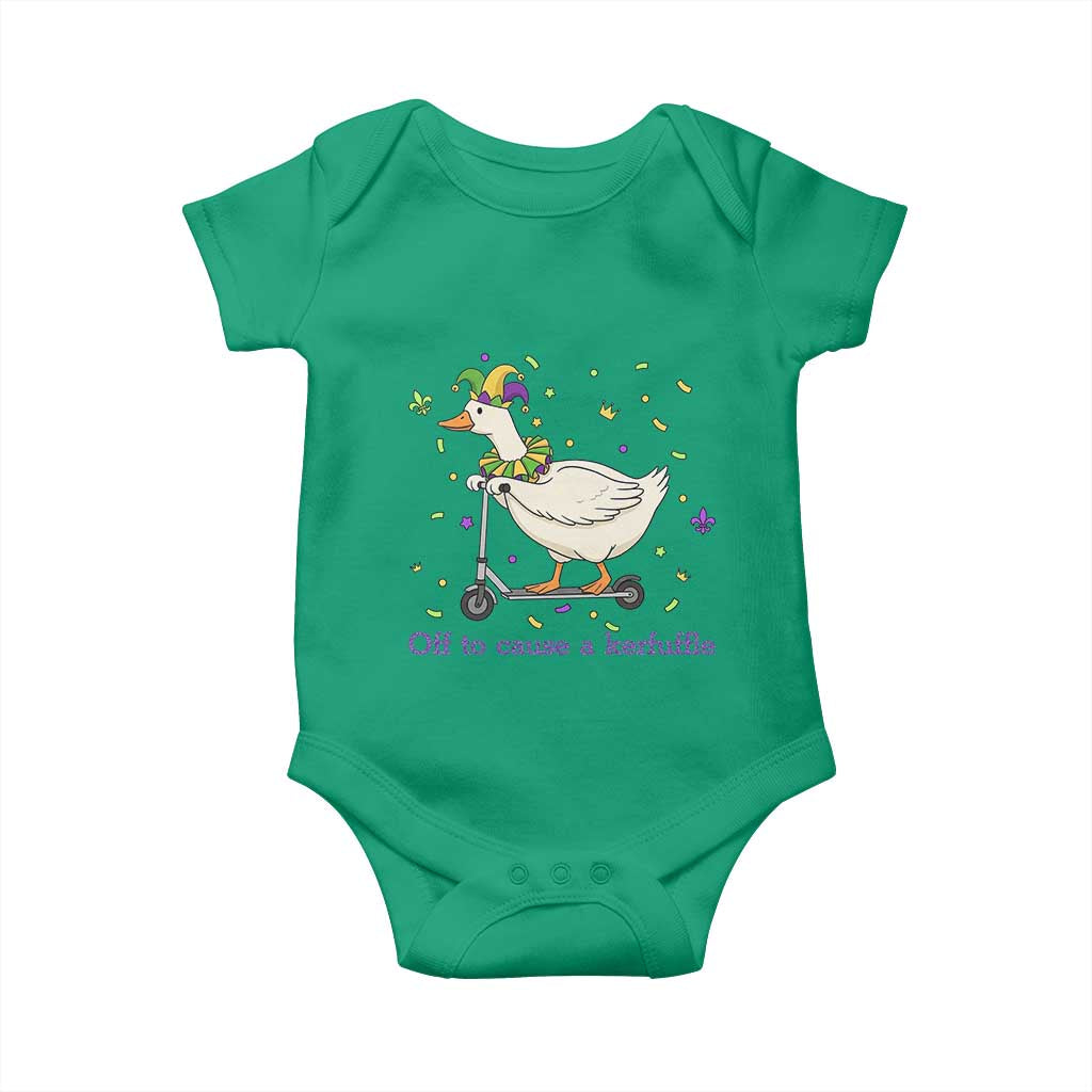 Mardi Gras Silly Goose Baby Onesie Off To Cause A Kerfuffle TS14 Irish Green Print Your Wear