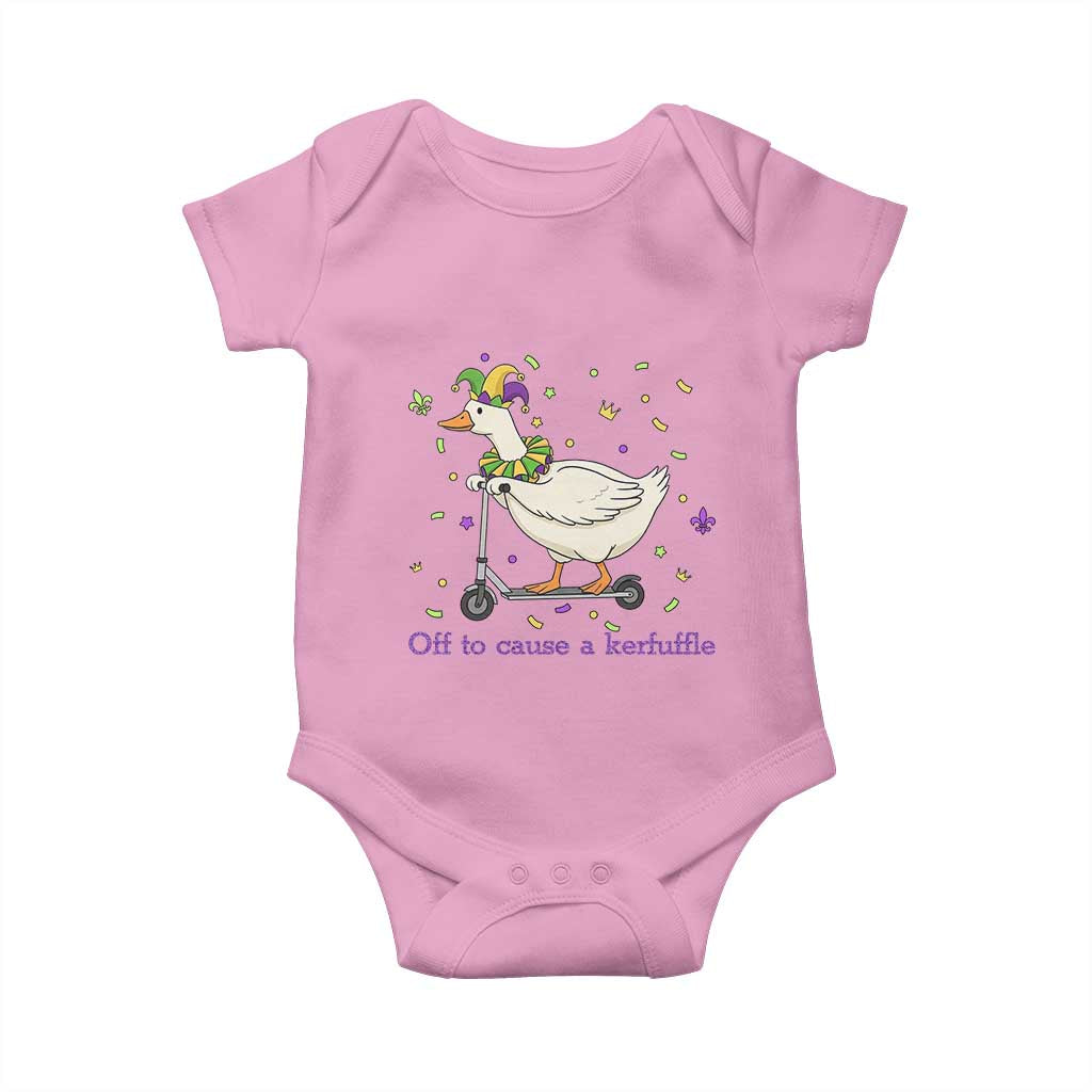 Mardi Gras Silly Goose Baby Onesie Off To Cause A Kerfuffle TS14 Light Pink Print Your Wear