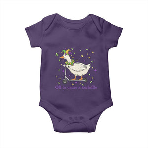 Mardi Gras Silly Goose Baby Onesie Off To Cause A Kerfuffle TS14 Purple Print Your Wear