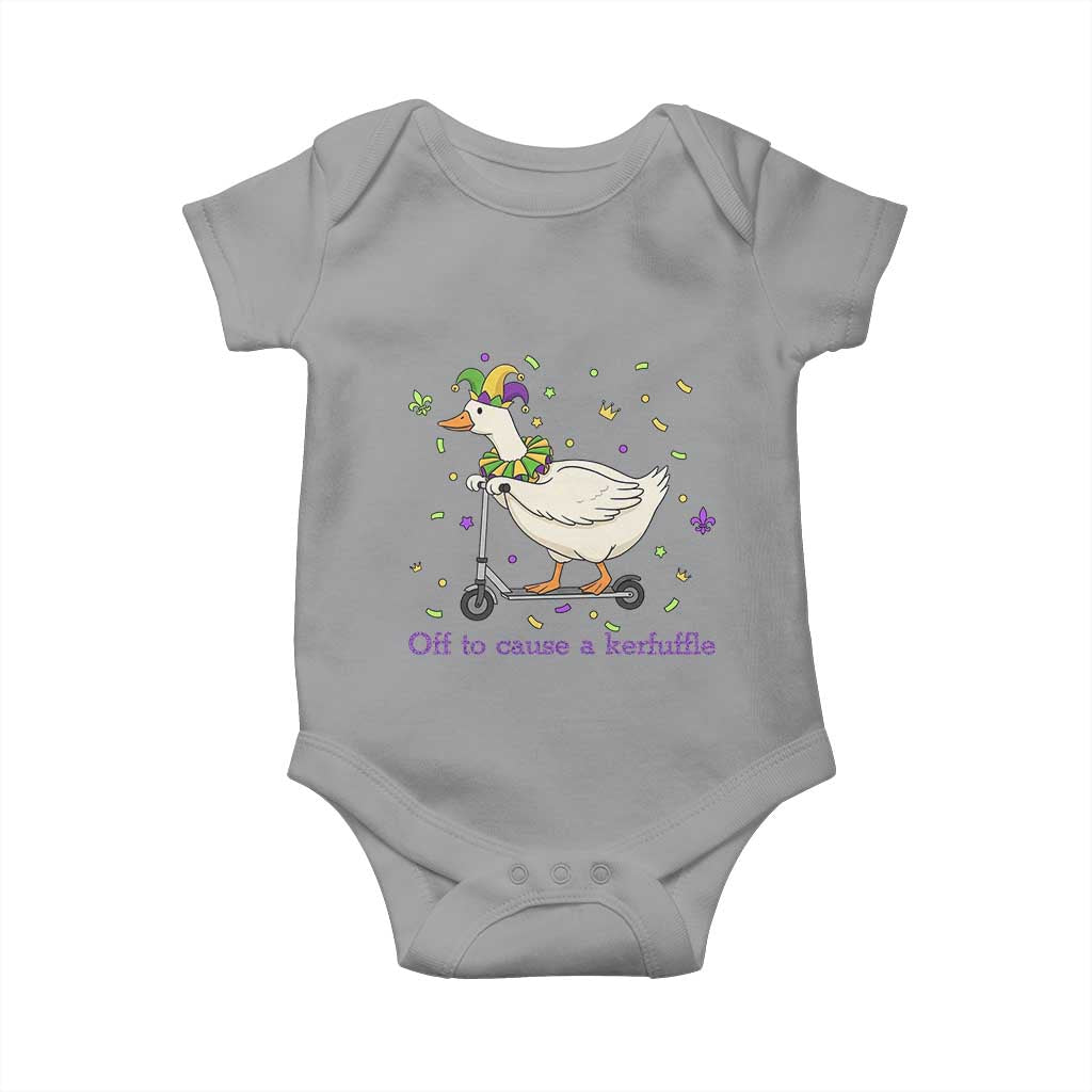 Mardi Gras Silly Goose Baby Onesie Off To Cause A Kerfuffle TS14 Sport Gray Print Your Wear