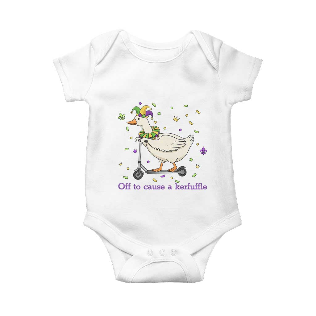 Mardi Gras Silly Goose Baby Onesie Off To Cause A Kerfuffle TS14 White Print Your Wear