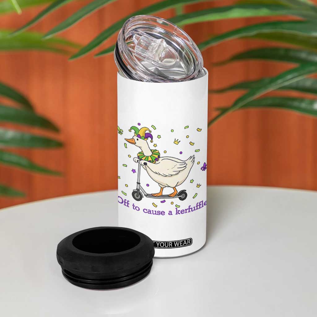 Mardi Gras Silly Goose 4 in 1 Can Cooler Tumbler Off To Cause A Kerfuffle TS14 Print Your Wear