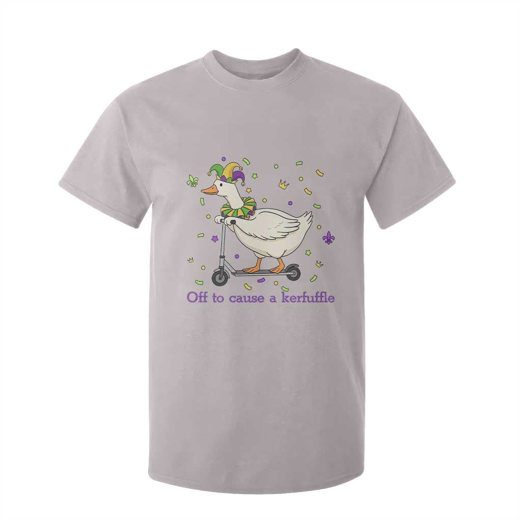 Mardi Gras Silly Goose T Shirt For Kid Off To Cause A Kerfuffle TS14 Ice Gray Print Your Wear