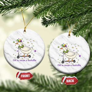 Mardi Gras Silly Goose Ceramic Ornament Off To Cause A Kerfuffle TS14 1pc White Marble Print Your Wear