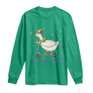 Mardi Gras Silly Goose Long Sleeve Shirt Off To Cause A Kerfuffle TS14 Irish Green Print Your Wear