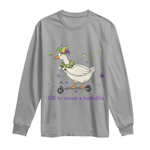 Mardi Gras Silly Goose Long Sleeve Shirt Off To Cause A Kerfuffle TS14 Sport Gray Print Your Wear