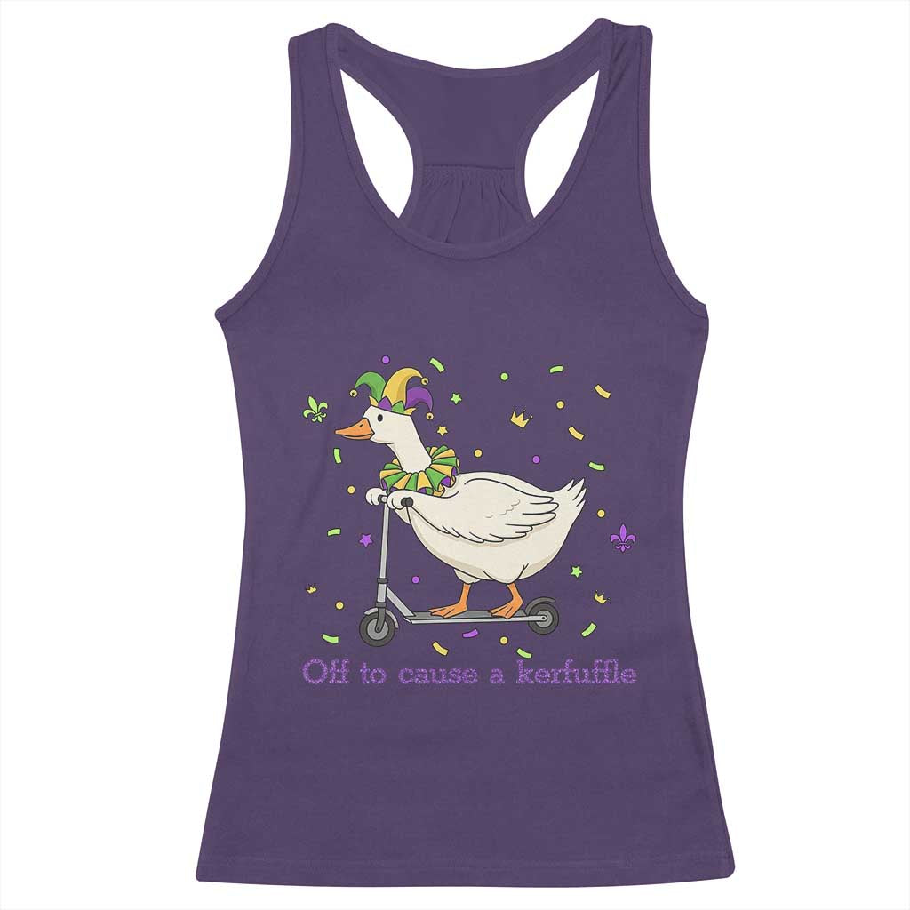 Mardi Gras Silly Goose Racerback Tank Top Off To Cause A Kerfuffle TS14 Purple Print Your Wear