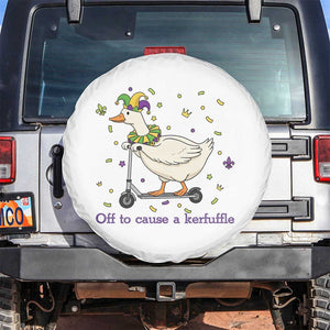 Mardi Gras Silly Goose Spare Tire Cover Off To Cause A Kerfuffle TS14 No hole White Print Your Wear