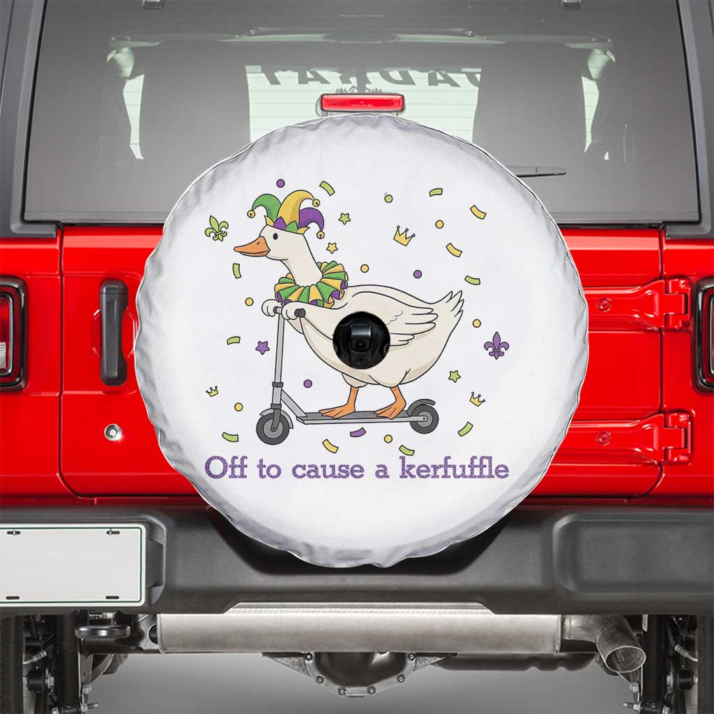 Mardi Gras Silly Goose Spare Tire Cover Off To Cause A Kerfuffle TS14 White Print Your Wear
