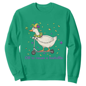 Mardi Gras Silly Goose Sweatshirt Off To Cause A Kerfuffle TS14 Irish Green Print Your Wear