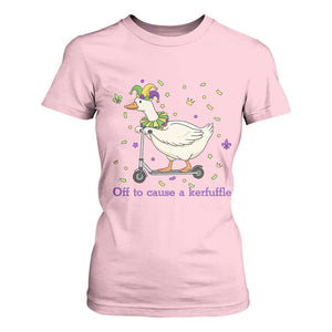Mardi Gras Silly Goose T Shirt For Women Off To Cause A Kerfuffle TS14 Light Pink Print Your Wear