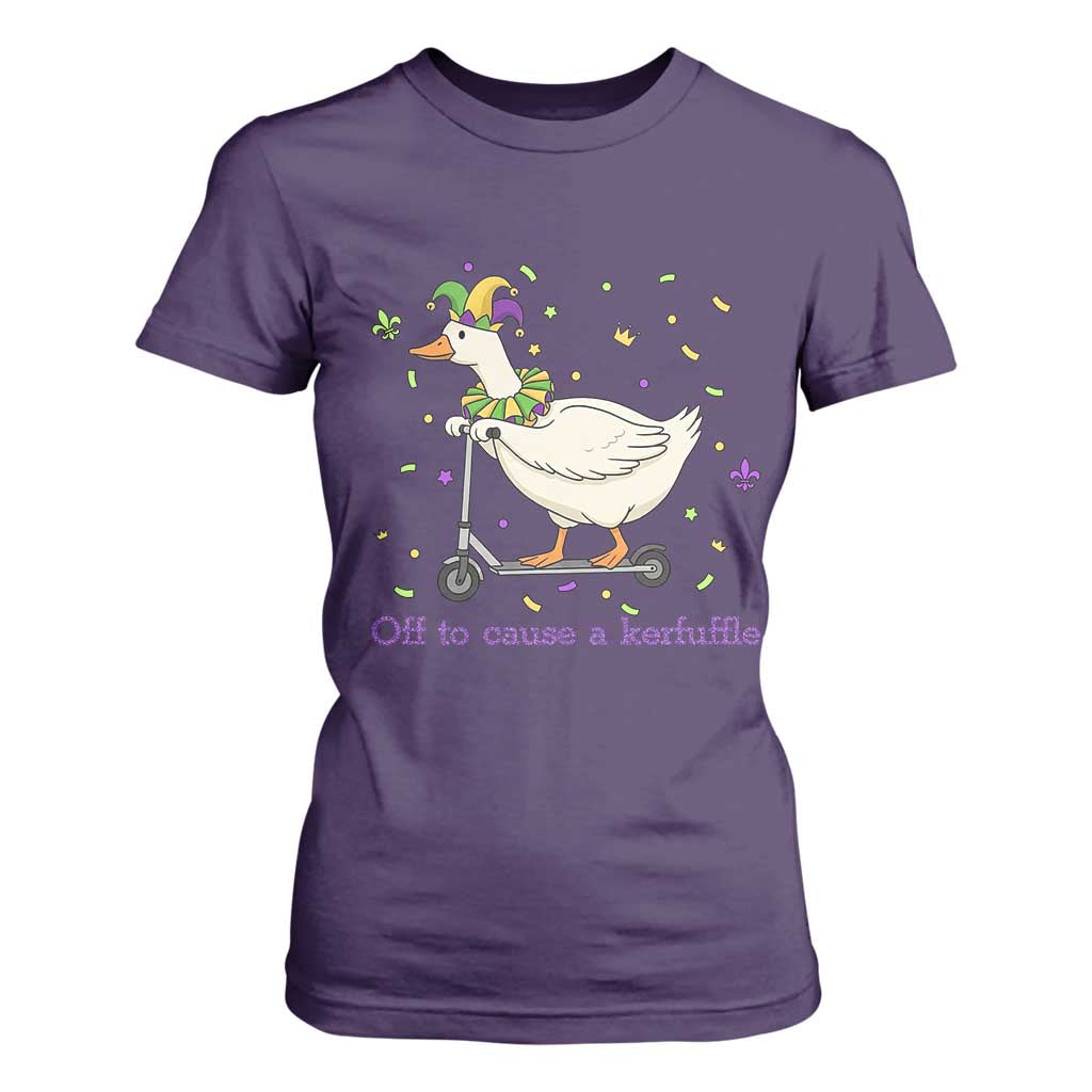 Mardi Gras Silly Goose T Shirt For Women Off To Cause A Kerfuffle TS14 Purple Print Your Wear