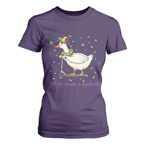 Mardi Gras Silly Goose T Shirt For Women Off To Cause A Kerfuffle TS14 Purple Print Your Wear