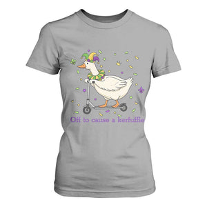 Mardi Gras Silly Goose T Shirt For Women Off To Cause A Kerfuffle TS14 Sport Gray Print Your Wear