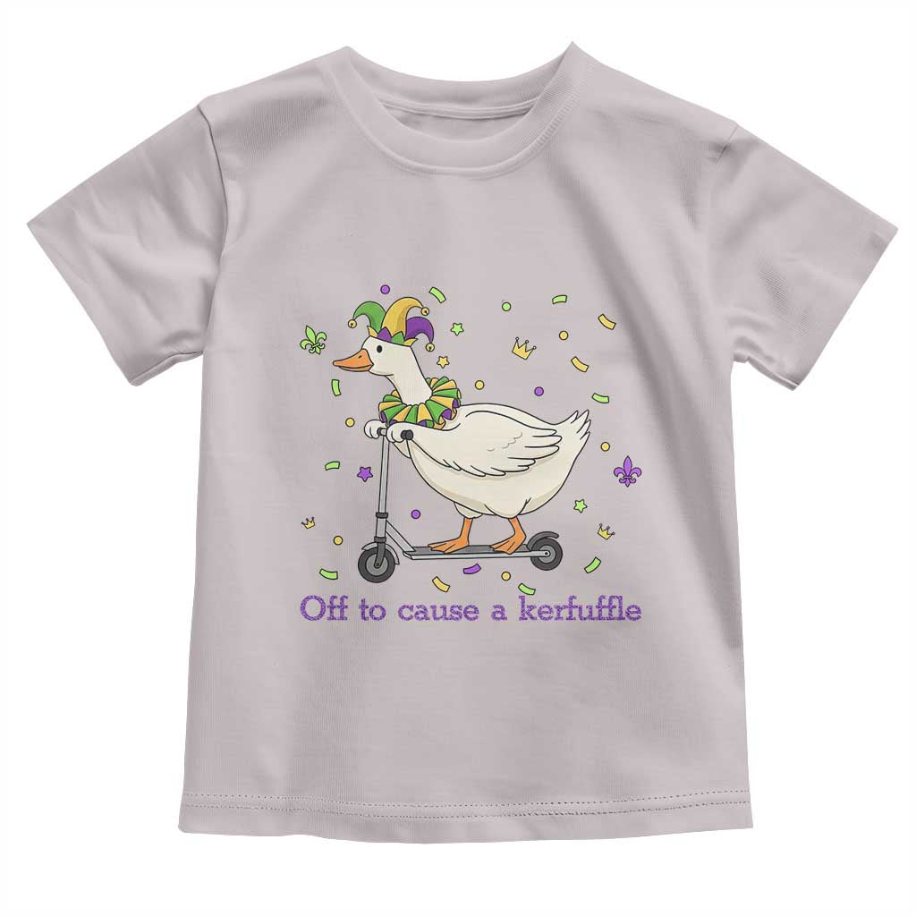 Mardi Gras Silly Goose Toddler T Shirt Off To Cause A Kerfuffle TS14 Ice Gray Print Your Wear