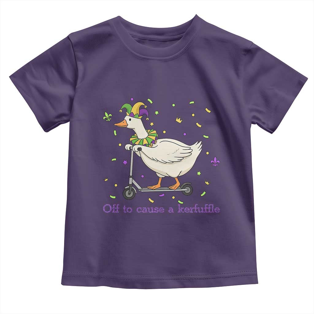 Mardi Gras Silly Goose Toddler T Shirt Off To Cause A Kerfuffle TS14 Purple Print Your Wear