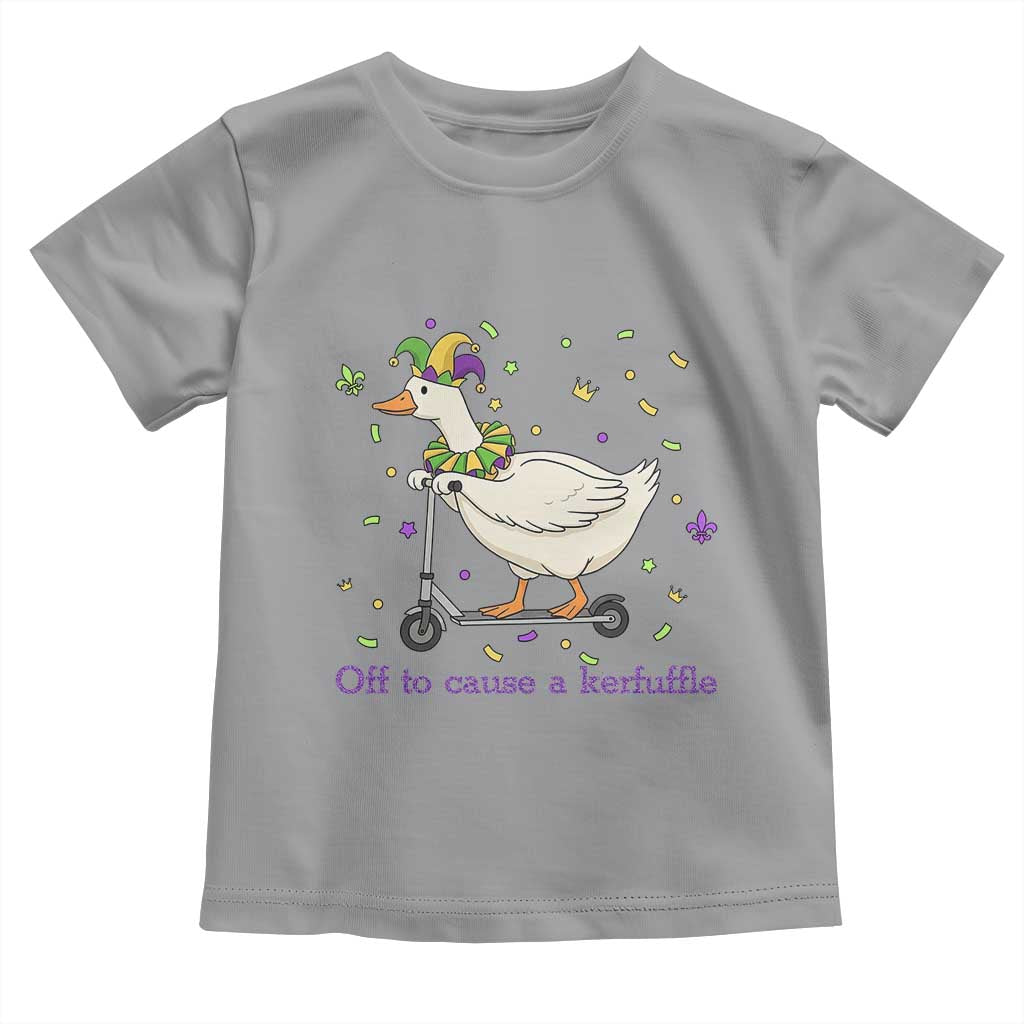 Mardi Gras Silly Goose Toddler T Shirt Off To Cause A Kerfuffle TS14 Sport Gray Print Your Wear