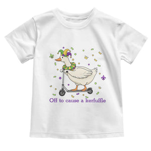 Mardi Gras Silly Goose Toddler T Shirt Off To Cause A Kerfuffle TS14 White Print Your Wear