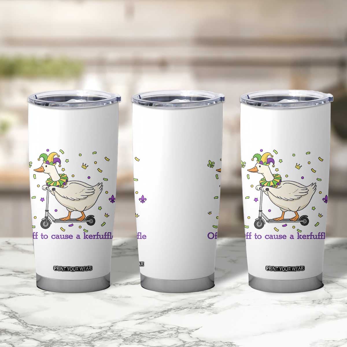 Mardi Gras Silly Goose Tumbler Cup Off To Cause A Kerfuffle TS14 Print Your Wear