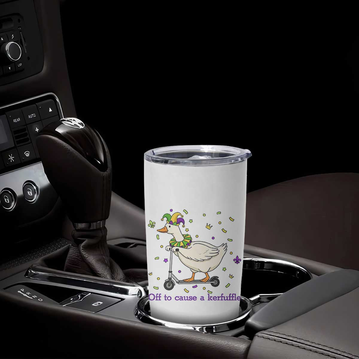 Mardi Gras Silly Goose Tumbler Cup Off To Cause A Kerfuffle TS14 Print Your Wear