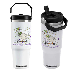 Mardi Gras Silly Goose Flip Straw Tumbler Off To Cause A Kerfuffle TS14 One Size: 30 oz White Print Your Wear