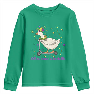 Mardi Gras Silly Goose Youth Sweatshirt Off To Cause A Kerfuffle TS14 Irish Green Print Your Wear