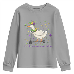 Mardi Gras Silly Goose Youth Sweatshirt Off To Cause A Kerfuffle TS14 Sport Gray Print Your Wear