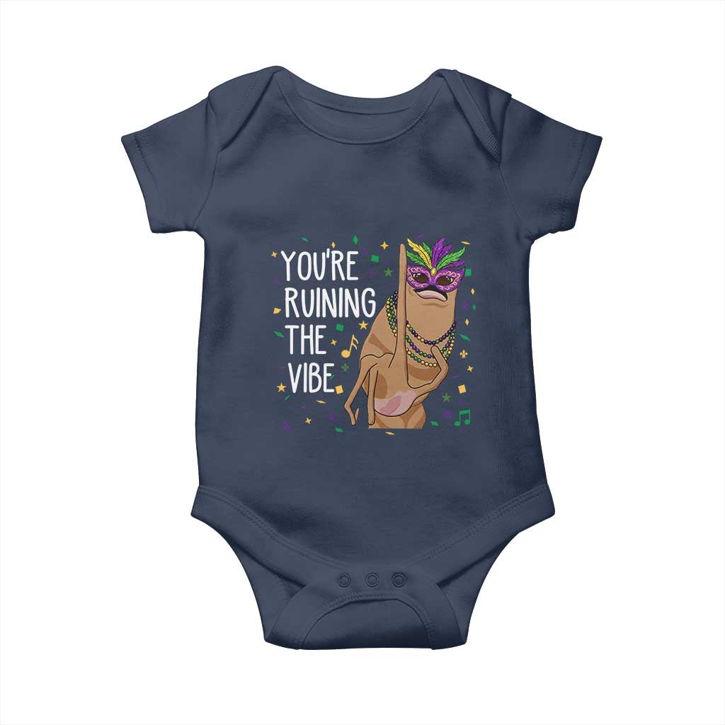 Funny Mardi Gras Baby Onesie Marcus The Worm Carnival Trendy Meme TS14 Navy Print Your Wear