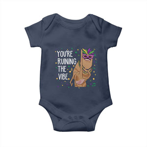 Funny Mardi Gras Baby Onesie Marcus The Worm Carnival Trendy Meme TS14 Navy Print Your Wear