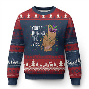 Funny Mardi Gras Ugly Christmas Sweater Marcus The Worm Carnival Trendy Meme TS14 Navy Red Print Your Wear