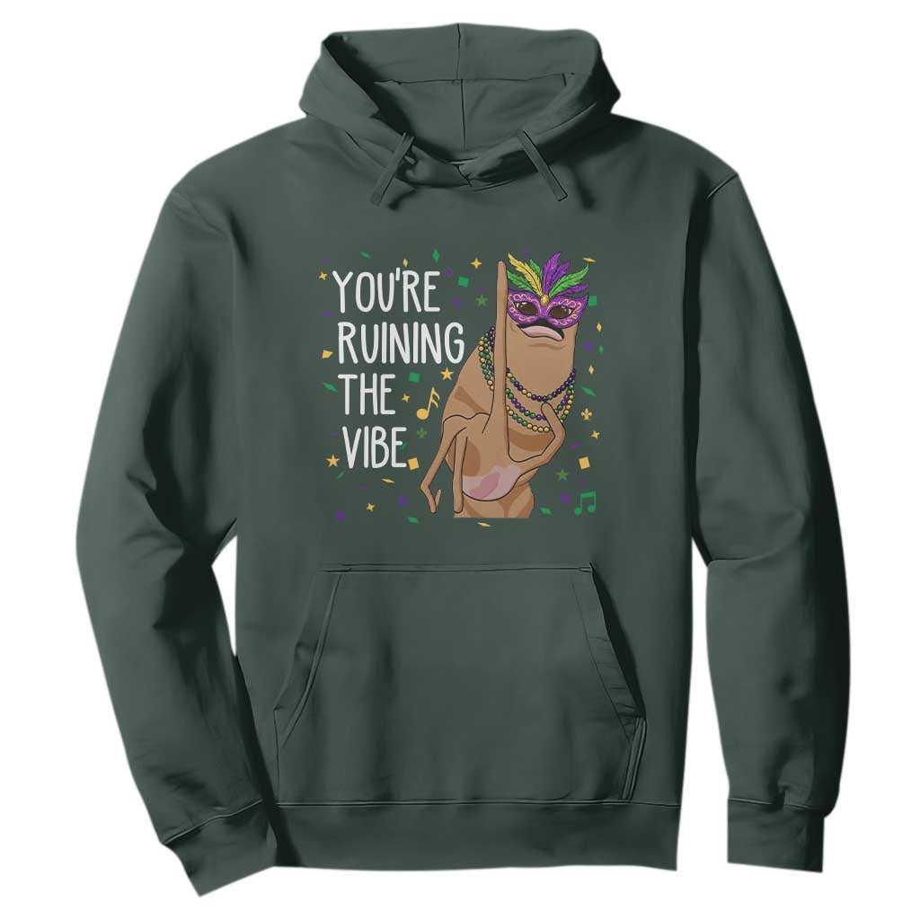 Funny Mardi Gras Hoodie Marcus The Worm Carnival Trendy Meme TS14 Dark Forest Green Print Your Wear