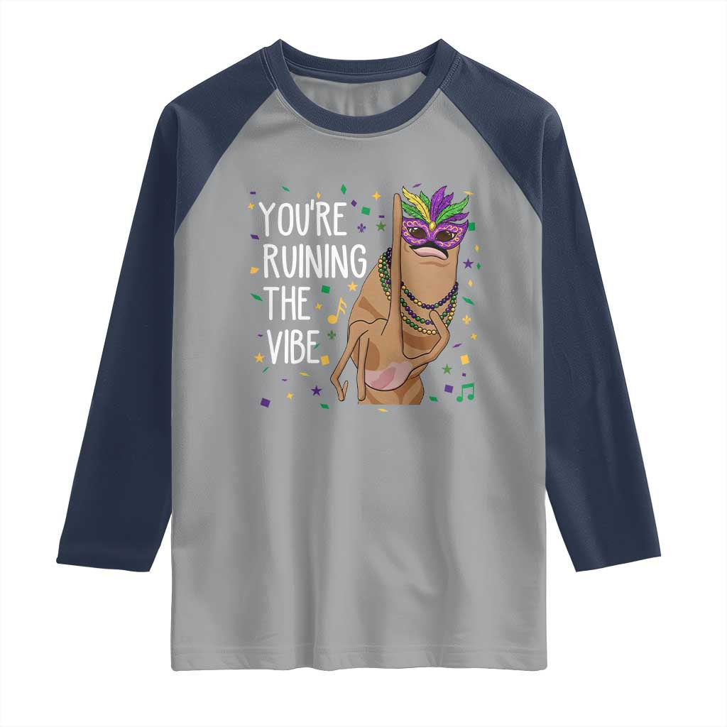 Funny Mardi Gras Raglan Shirt Marcus The Worm Carnival Trendy Meme TS14 Sport Gray Navy Print Your Wear