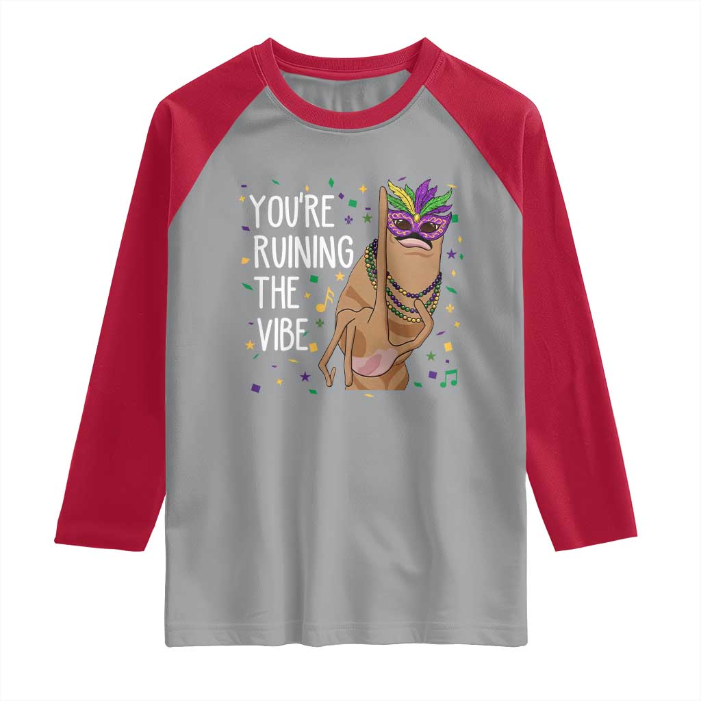 Funny Mardi Gras Raglan Shirt Marcus The Worm Carnival Trendy Meme TS14 Sport Gray Red Print Your Wear