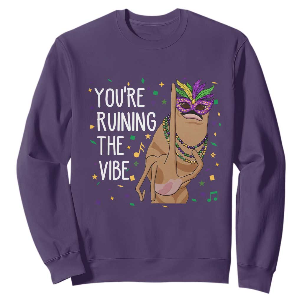 Funny Mardi Gras Sweatshirt Marcus The Worm Carnival Trendy Meme TS14 Purple Print Your Wear