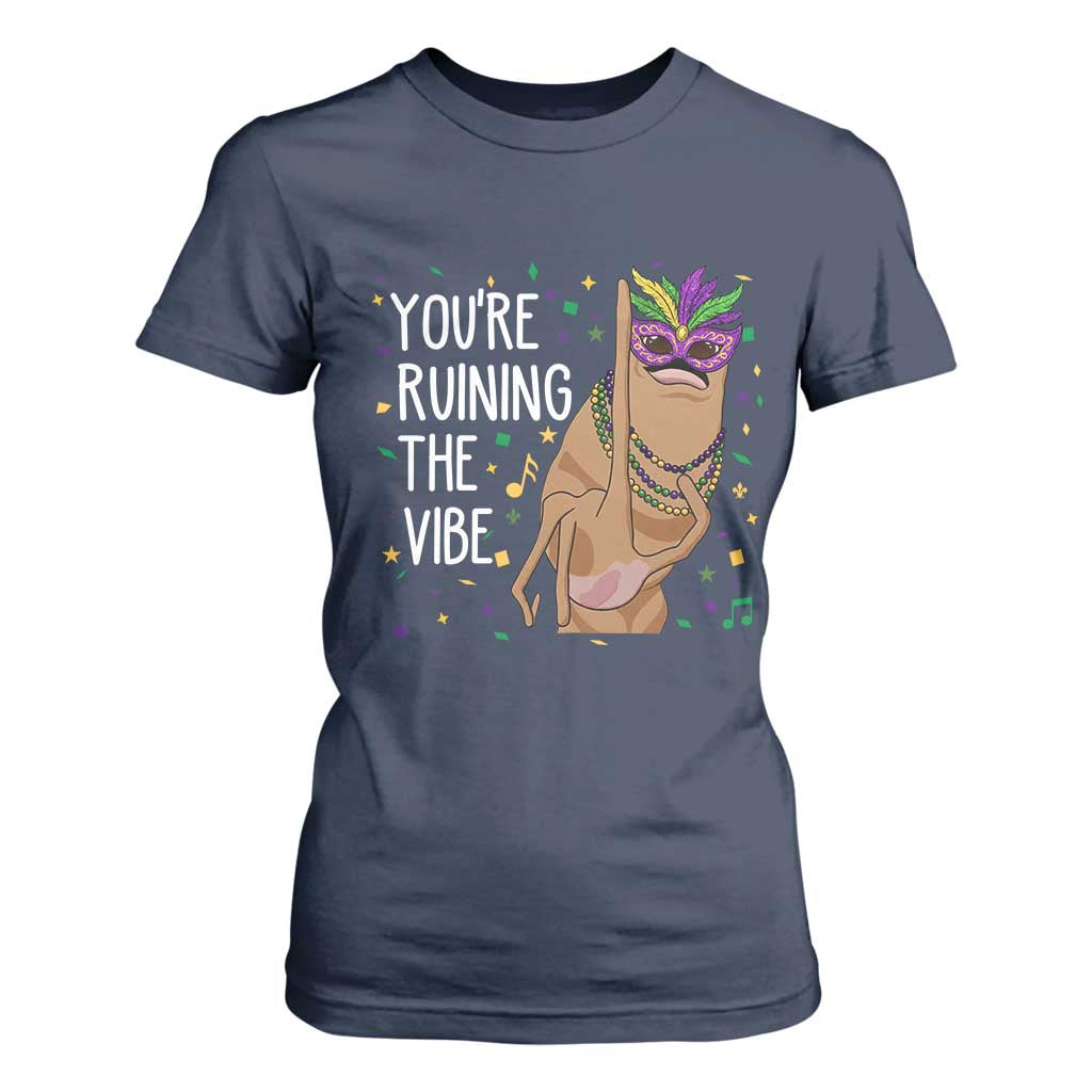 Funny Mardi Gras T Shirt For Women Marcus The Worm Carnival Trendy Meme TS14 Navy Print Your Wear