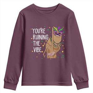Funny Mardi Gras Youth Sweatshirt Marcus The Worm Carnival Trendy Meme TS14 Maroon Print Your Wear