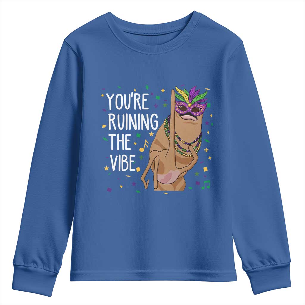 Funny Mardi Gras Youth Sweatshirt Marcus The Worm Carnival Trendy Meme TS14 Royal Blue Print Your Wear